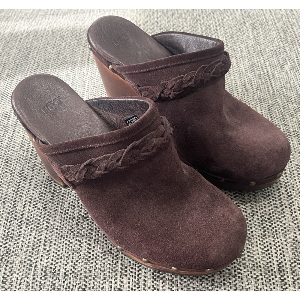 UGG Women's Kaylee Mule Heels Slip on Brown Suede Clogs 3210
